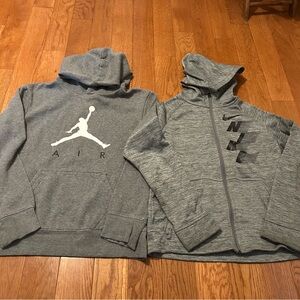 Lot of 2 Boys Nike Jordan Athletic Sweatshirt Full Zip Hoodies basketball